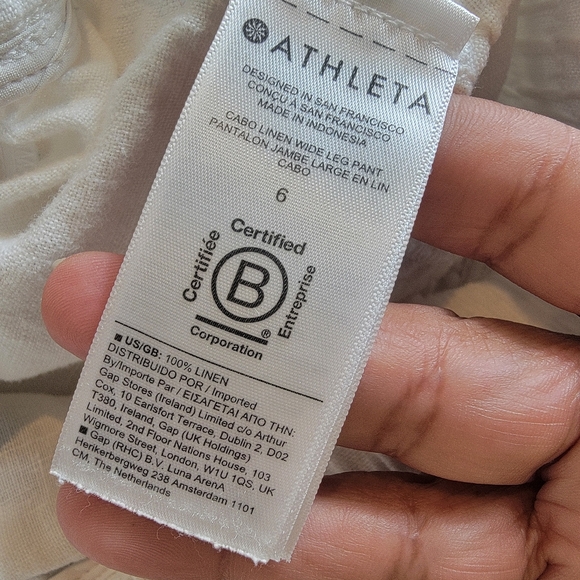 Athleta Cabo 100% Linen  Wide Leg Pants White size 6 - Picture 3 of 10